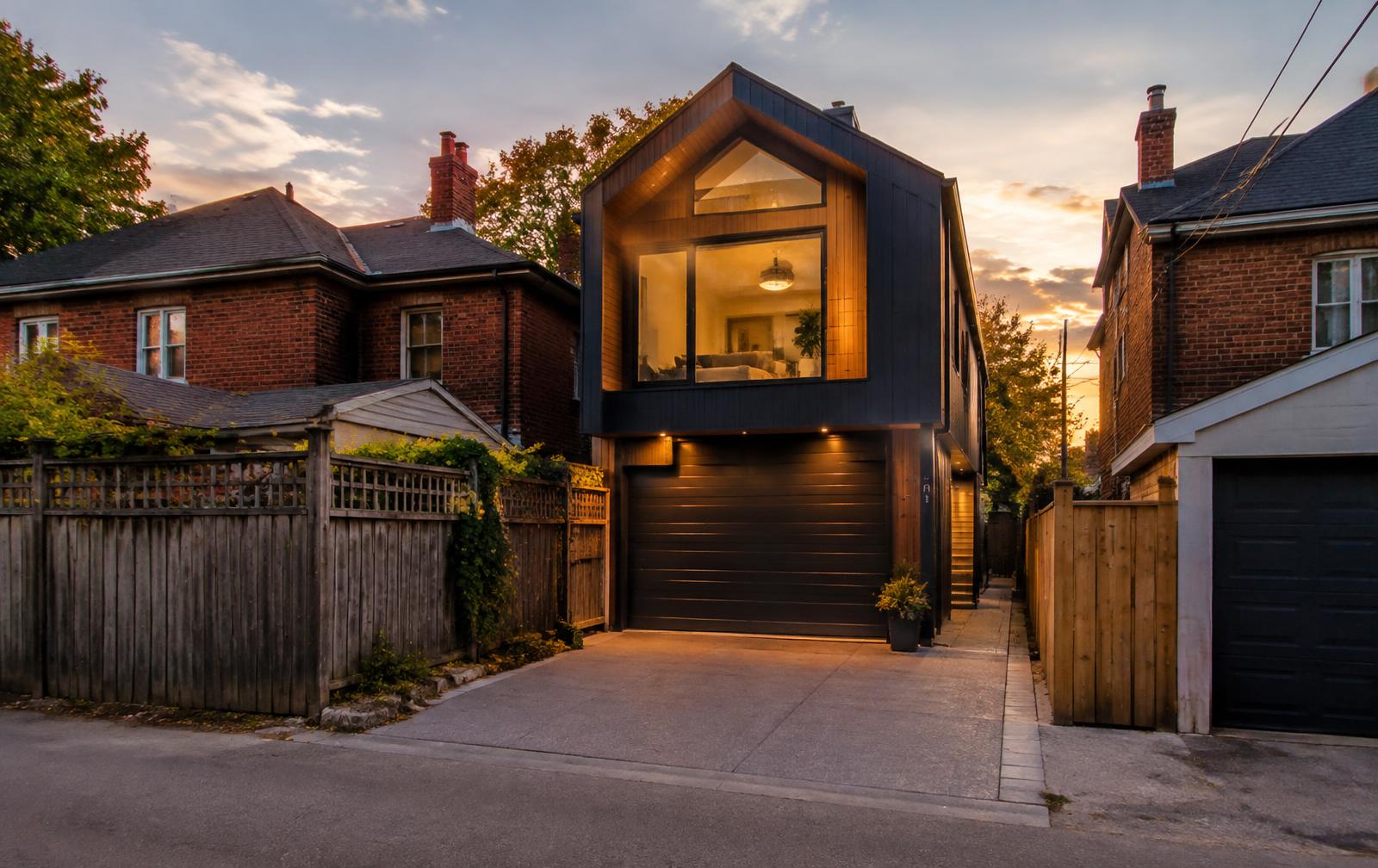 Modern two-storey laneway home with garage below